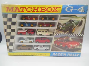 Muy Raro 1968 Matchbox Ruedas Regulares G-4 Race N Rally Set VN Como Nuevo - Imagen 1 de 16