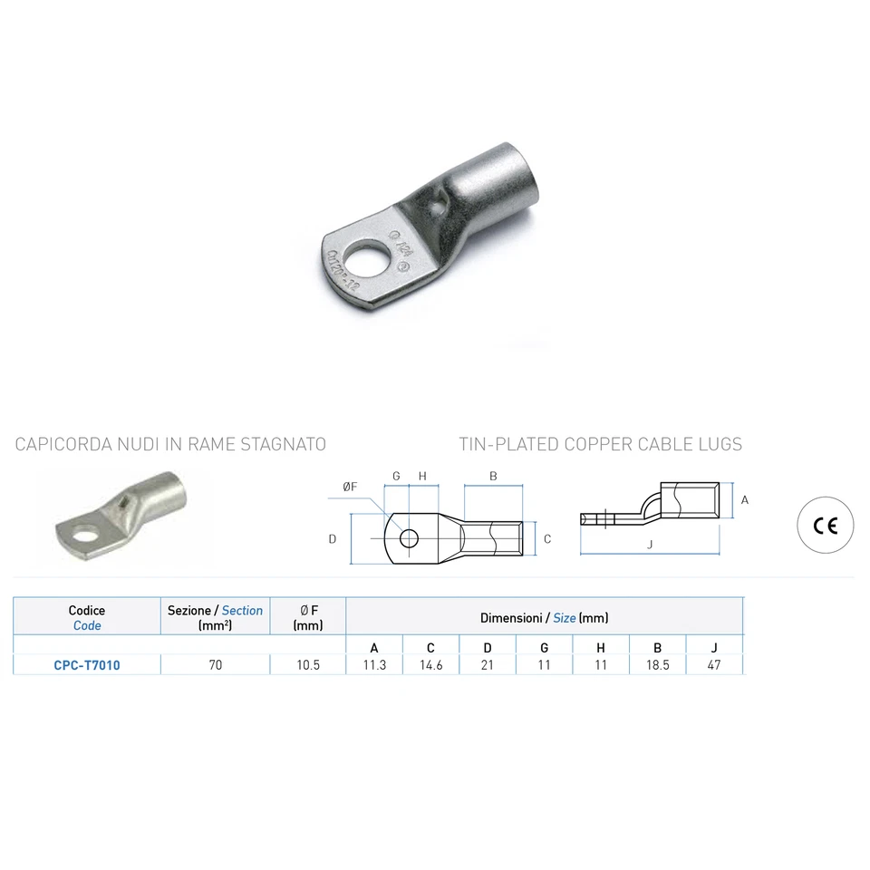 TERMINALE RAME STAGNATO NUDO MM 70 F 10 - CONTACT ITALIA CPC-T7010 - Immagine 1 di 1