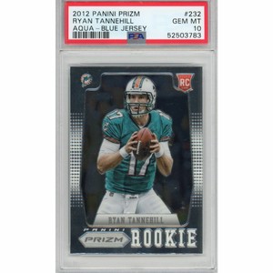 Graded 2012 Panini Prizm RYAN TANNEHILL #232 Aqua Blue Jersey Rookie Card PSA 10