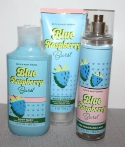 NEW Bath & Body Works Blue Raspberry Burst Body Wash, Mist and Hydration Cream - Picture 1 of 5