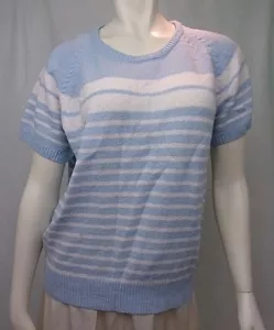 Carolyn Taylor Womens Sweater Shirt Blouse Blue Size M Pullover Short Sleeve - Picture 1 of 8
