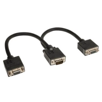 Tripp Lite VGA Monitor Y Splitter Cable (HD15 M/2xF), 1 ft. (0.31 m) - Image 1 of 2