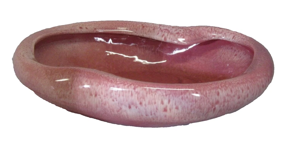 Royal Haeger Pottery Pink and White Ceramic 11" S Curve Bowl Planter 3752 - Image 1 of 4