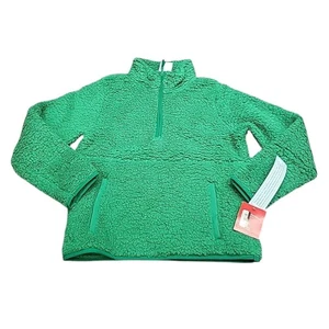 Unisex Boys Girls Pajama Pullover Sherpa Sweatshirt Sweater Large 10/12 Green - Picture 1 of 9