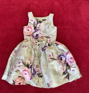 Zunie Girl's Floral Sleeveless Lined Back Button Closure Green Dress Size: 8 - Picture 1 of 7