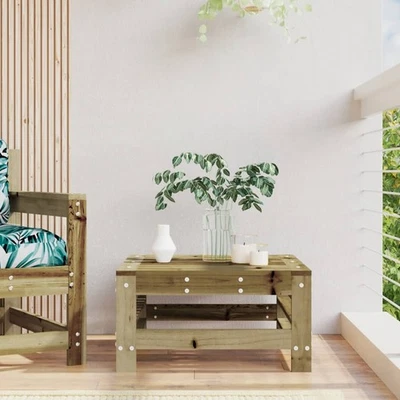 Footstool Natural Impregnated Solid Pinewood 57.5x57.5x30cm Outdoor Garden Patio - Image 1 of 4