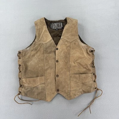 Frontier Leathers Vest Mens Medium Suede Leather Western Biker Lined Pockets - Image 1 of 4
