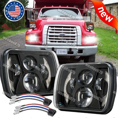 Faros LED cuadrados DRL 2x6" para camión volquete Ford F600 F700 F800 FT800 Foto 1 de 4