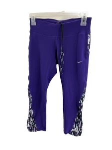 Nike Womens Size S Dri Fit Purple Capri Leggings Running Athletic Pants Stretch - Picture 1 of 9