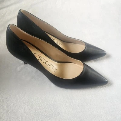 Zapatos de salón Sole Society Elverna para mujer 8,5 cuero negro tacón de aguja punta nueva sin etiquetas Foto 1 de 4