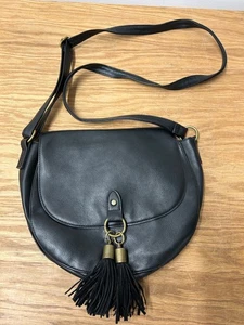 T Shirt & Jeans Women’s Shoulder Bag Purse Crossbody Black Tassle Snap Close - Picture 1 of 12