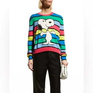 Chinti & Parker x Peanuts Snoopy Wool Cashmere Striped Rainbow Sweater- Size L - Picture 1 of 11