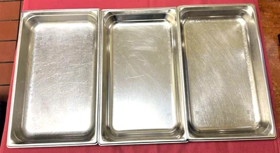 (3) Sartén de mesa de vapor tamaño completo Vollrath 21 x 13 x 2,5 Foto 1 de 3