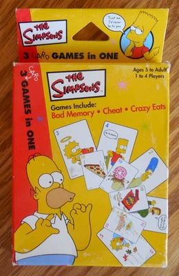 NEW  2001 "The Simpsons" 3 Card Games in One:   Bad Memory * Cheat * Crazy Eats - Image 1 of 3