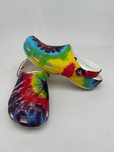CROCS Classic Unisex Tie Dye Rainbow Graphic clogs Sandals M 10  - W 12 - Picture 1 of 10