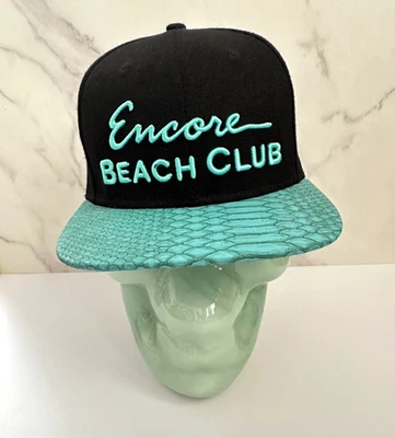 Wynn Encore Beach Club Las Vegas Nightclub Black & Teal SnapBack Cap Hat - Image 1 of 4