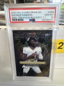 Shedeur Sanders 2024 Comodín 5 Cartas Sorteo Apilado PRC 10 De Corazones 1/1 Psa 10 - Imagen 1 de 2