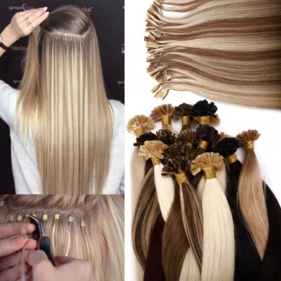 MARKENLOS 200 Strähnen Remy Echthaar Bondings Keratin Extensions Russisch Haarverlängerung