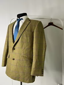 Great MAGEE 1866 Mens Khaki Plaid Tweed Pure Wool Blazer Nice K2 Jacket Size 42R - Picture 1 of 14