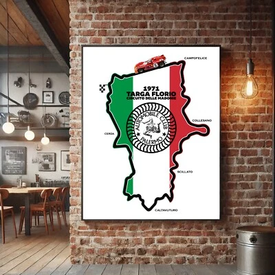 Targa Florio Racing Poster Alfa Romeo Nino Vaccarella Wall Art Print Fans Gift - Image 1 of 2