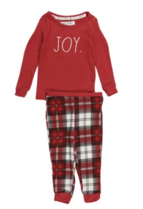 NWT 4T Toddler Rae Dunn Christmas Pajamas JOY Holiday PJ's Set Plaid Checker - Picture 1 of 8