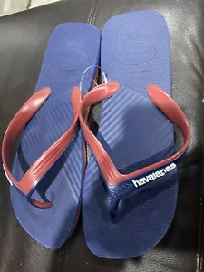 Havaianas Mens Size 13 Blue Red Brazil Flip Flops - Picture 1 of 5