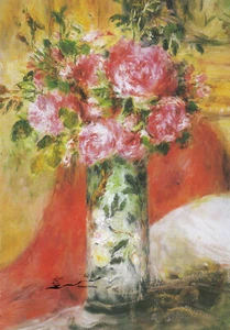Postkarte: Renoir - Rosen in einer Vase - Bild 1 von 1