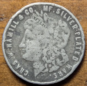 1880 Baltimore, Maryland MD Chas. W. Hamill & Co. Morgan Dollar Style Medaille - Bild 1 von 4
