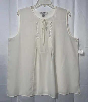 Nuevo con etiquetas Túnica Judith Hart Talla 16 Elegante Blanco Cremoso Marfil Sin Mangas Top Encaje Elegante Foto 1 de 4