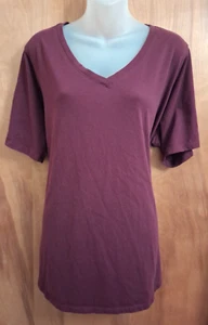 Terra & Sky Women's Purple V Neck Soft T Tee Shirt Top Size 2X 20W 22W - Picture 1 of 4