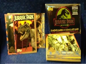 1993 TOPPS JURASSIC PARK Gold trading Card Set cards & wrapper - Picture 1 of 4
