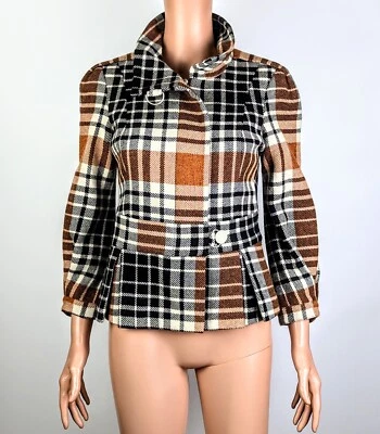 L.A.M.B Fall 2007 Women's 100% Wool Beige Black Plaid Blazer/Jacket Size 4 - Image 1 of 4