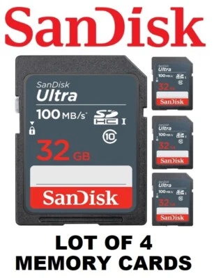 LOTE DE 4 - Tarjetas de memoria SanDisk Ultra 32 GB SDHC 100 MB/s SDSDUNR-032G-GN3IN Foto 1 de 4
