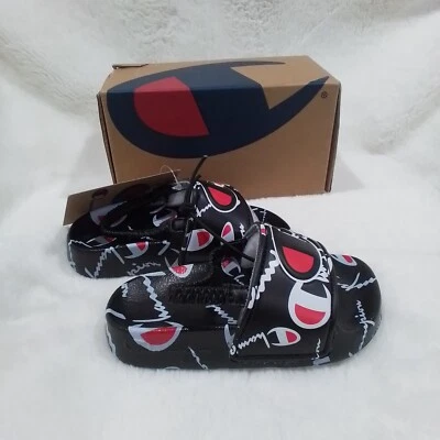 Sandalias Champion Ipo deformadas negras/rojas/blancas talla 5 para niños pequeños con correa para el tobillo Foto 1 de 4