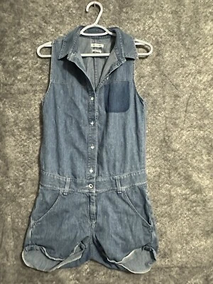 Rag And Bone Denim Romper Womens Small  Back Cut Out Blue Shorts Dumont Sexy - Image 1 of 4