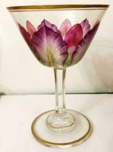 Meyr's Neffe (Adolf Serie?) Weinglas mit lila Blume deutsch/böhmisch - Bild 1 von 10