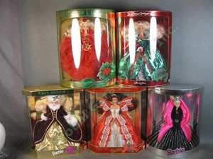 5 Special Edition Christmas Happy Holidays Barbie SET LOT 93 1995 1996 1997 1998 - Picture 1 of 6