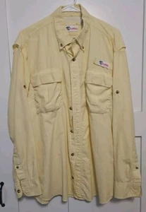 All American Fisherman Mens Size L Yellow Vented Cargo Pocket Fishing Shirt - Picture 1 of 8