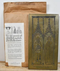 Vtg Sir Dallingridge with Wife Circa 1380 Brass Plaque Fletching Sussex England - Picture 1 of 8