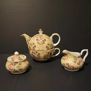 Royal Patrician Floral Stacking Teapot And Cup With Sugar, Creamer England - Picture 1 of 8