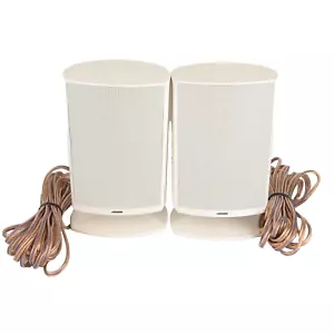 Jamo A340 White Bookshelf Satellite Surround Speaker Pair w/ Stands & 25ft Wire - Picture 1 of 10