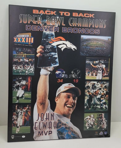 Denver Broncos Football Back to Back Super Bowl Champions John Elway MVP Plaque Cover