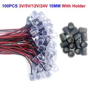 20-1000pcs 3mm 5mm10 Round led diode DC5V 12V 24V Pre-Wired Water Clear Light - Picture 1 of 29