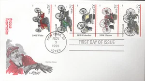 1995 FDC - Scott # 3019-23 - Automóviles antiguos - en una sola portada - Artmaster - Imagen 1 de 1