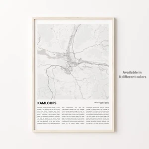 Kamloops Stadtplan Druck, British Columbia Reise Poster, Wandbild - Bild 1 von 6