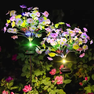 Solar Garden Lights Orchid Flowers Stake Lamp For Yard Outdoor Patio Décor 2 Pac - Picture 1 of 11