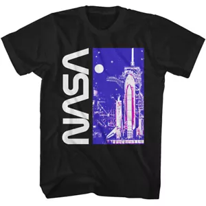 NASA Logo Space Shuttle On Launch Pad Men's T Shirt - Picture 1 of 5
