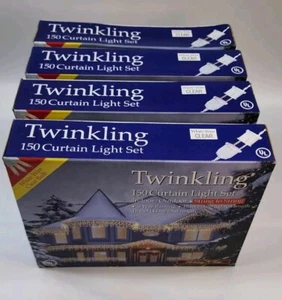 4 Packs 150 Holiday Time Twinkling 15 Ft Curtain Light Set 3-way Flashing Clear - Picture 1 of 3