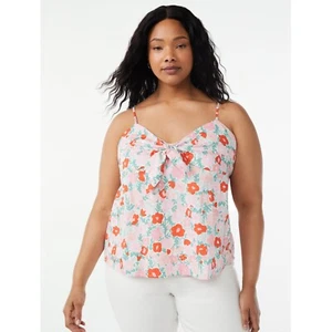 NWT Free Assembly White Multicolor Floral Lightweight Tie-Front Tank Top XXL - Picture 1 of 8