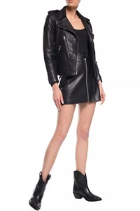 Allsaints Womens Lena Short Skirt Black Faux Leather Designer Bottoms - Picture 1 of 10